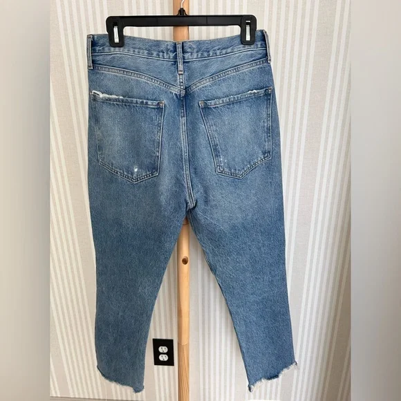 Agolde Riley High Rise Crop Denim Women’s Size 29 Frayed Hem NWOT - Picture 5 of 11
